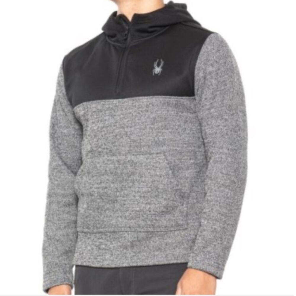 Spyder Racer Black & Gray Size Medium 1/4 Zip Pullover Hoodie